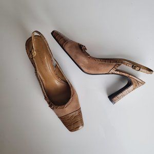 Bandolino Square Toe Slingback Leather Shoes Size 7.5 NWOT